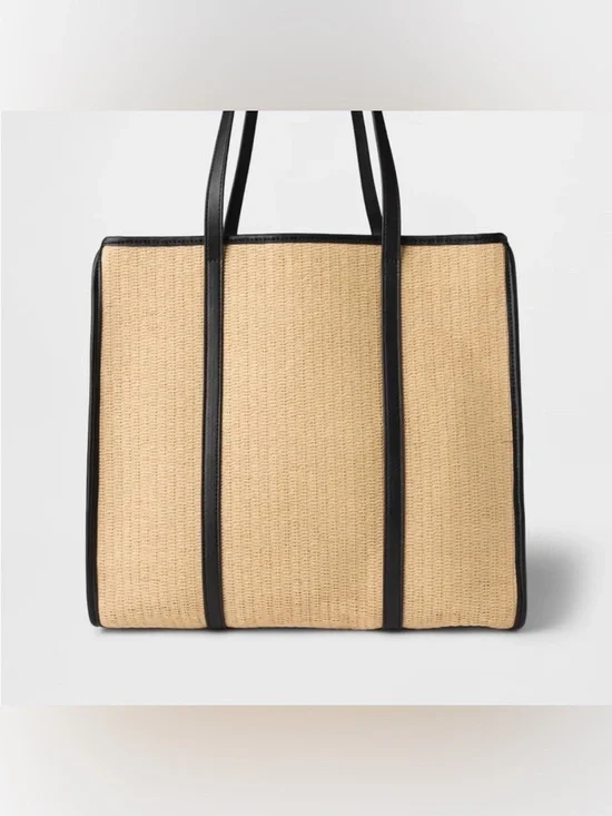 Gap Straw Faux Leather Tote Bag Purse Vacation Travel Beach Swimming Summer - Picture 5 of 5